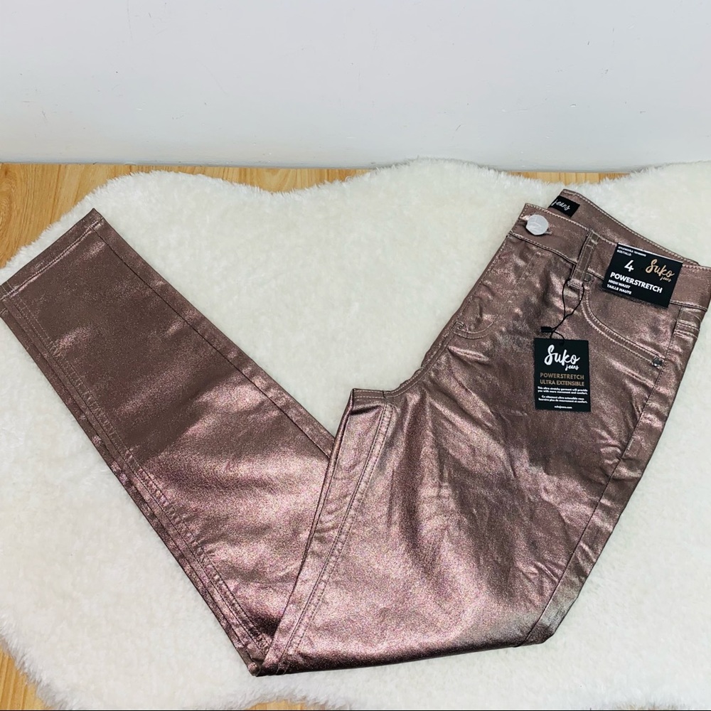 NEW Suko Jeans Metallic Skinny Pants Metallic Sz 4